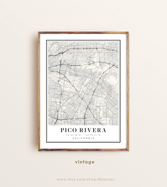 Pico Rivera California Map Pico Rivera CA Map Pico Rivera Etsy