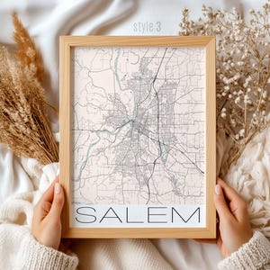 Salem Oregon Map Gift | Custom City Map Art Print for Home Decor & Unique Local Wall Gift