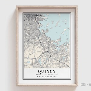 Quincy MA Map Print - Quincy Massachusetts City Poster - Personalized Modern and Contemporary Art