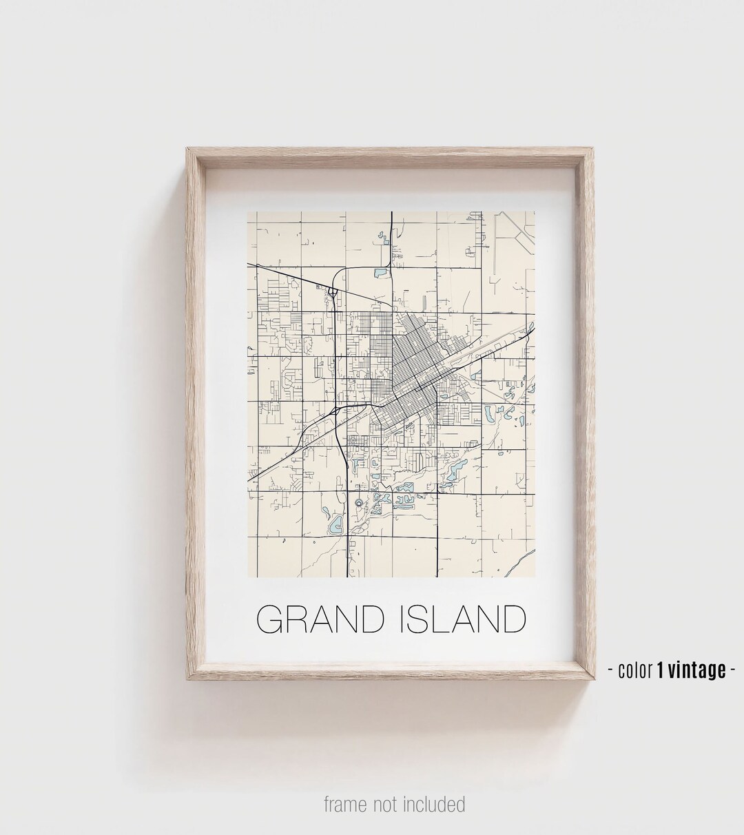 GRAND ISLAND NE City Map Poster, Grand Island Nebraska Street Map Print