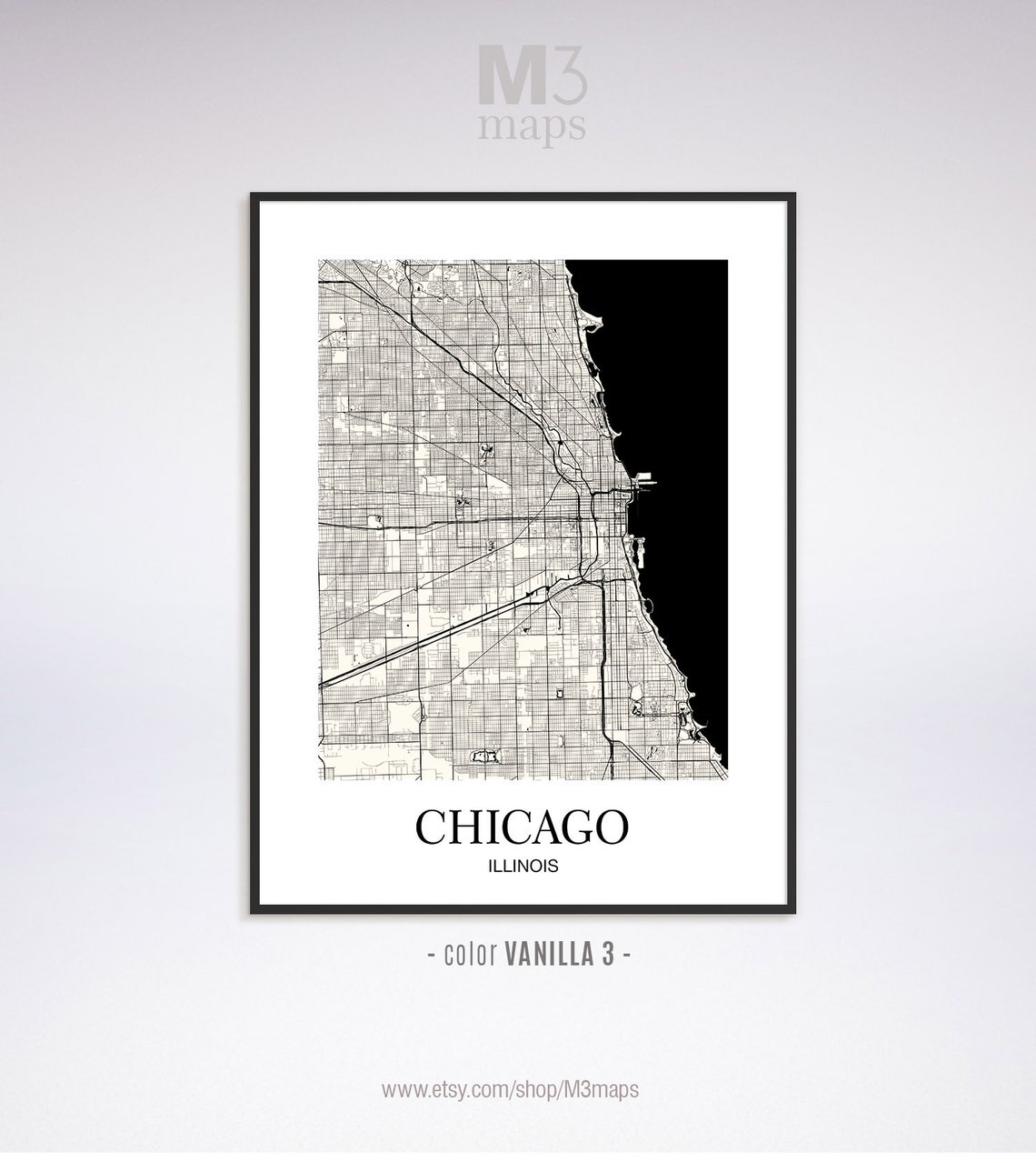 Chicago Chicago IL map Chicago modern art print Chicago Etsy