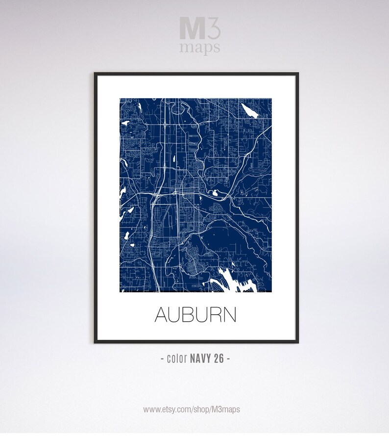 Auburn Washington Auburn WA Map Auburn Map Auburn Print Etsy