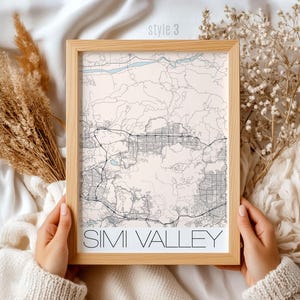 Cadeau kaart Simi Valley Californië | Aangepaste stadskunstprint en reismuurdecoratie voor thuis of op kantoor