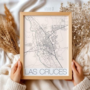 Mapa de Las Cruces, Nuevo México: Impresión artística única de la ciudad, decoración de viaje personalizada, arte mural del suroeste, regalo de cumpleaños e inauguración de la casa.