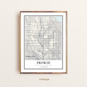 Mappa di Skokie, Illinois, mappa di Skokie, IL, mappa della città di Skokie, stampa di Skokie, poster di Skokie, arte di Skokie, mappa di Skokie