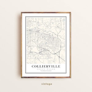 Carte de Collierville, Tennessee Impression artistique