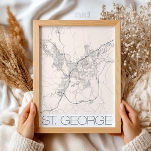 St George Utah Map Wall Art, Detailed City Map Print, Travel Gift, Home Decor, Road Map Poster, Unique Utah Souvenir, Modern Wall Decoration