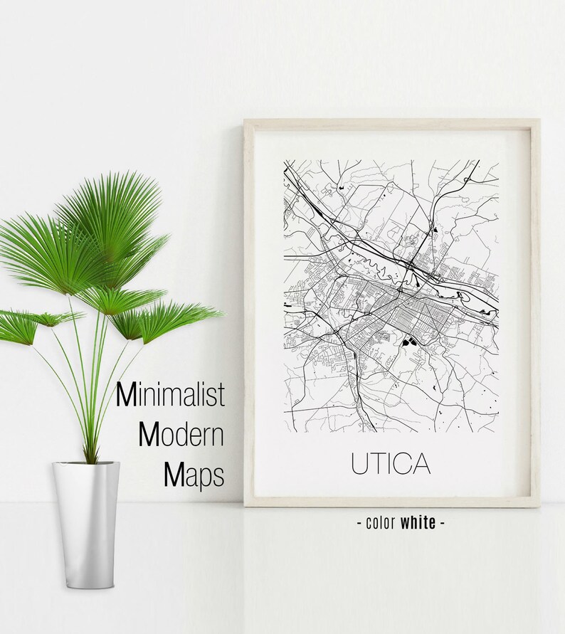Utica New York Utica NY Map Utica Map Utica Print Utica Etsy