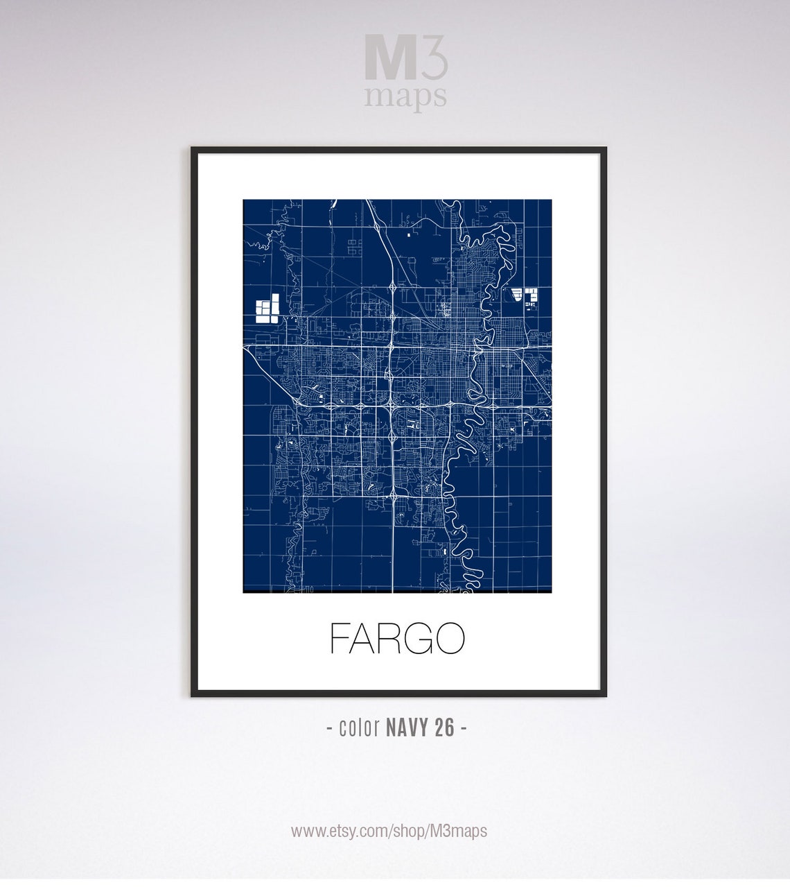 Fargo North Dakota Fargo ND Map Fargo Map Fargo Print | Etsy