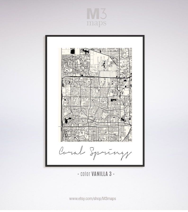 Coral Springs FL Map Coral Springs Map Print Coral Springs Minimalist Coral Springs Map Modern Poster Florida Coral Springs City Map