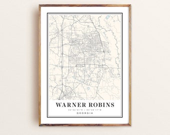 Warner Robins Georgia Map Art Print: Cityscape Poster