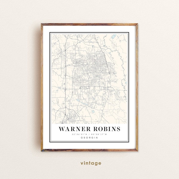 Warner Robins Georgia map, Warner Robins GA map, Warner Robins city map, Warner Robins print, Warner Robins poster, Warner Robins art map