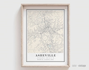 Stampa della mappa di Asheville NC - Poster della città di Asheville, Carolina del Nord - Arte moderna e contemporanea personalizzata