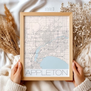 Appleton Wisconsin Map Art Print - Vintage City Wall Decor, Detailed Street Map Gift for Wisconsin Lovers, Home Office Decoration