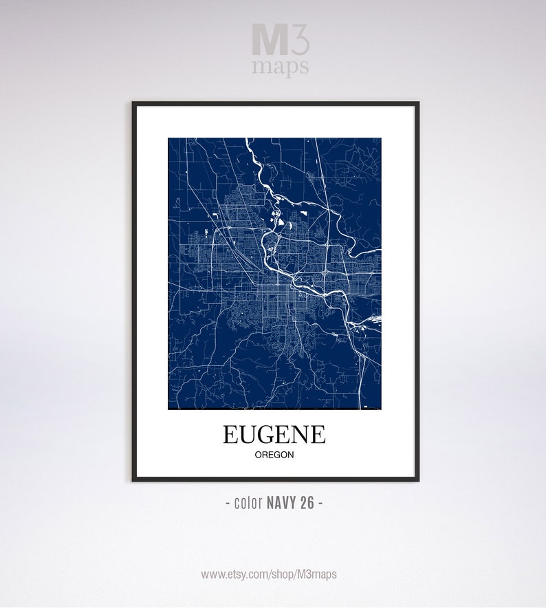 Eugene Eugene OR Map Eugene Modern Art Print Eugene Wall Etsy