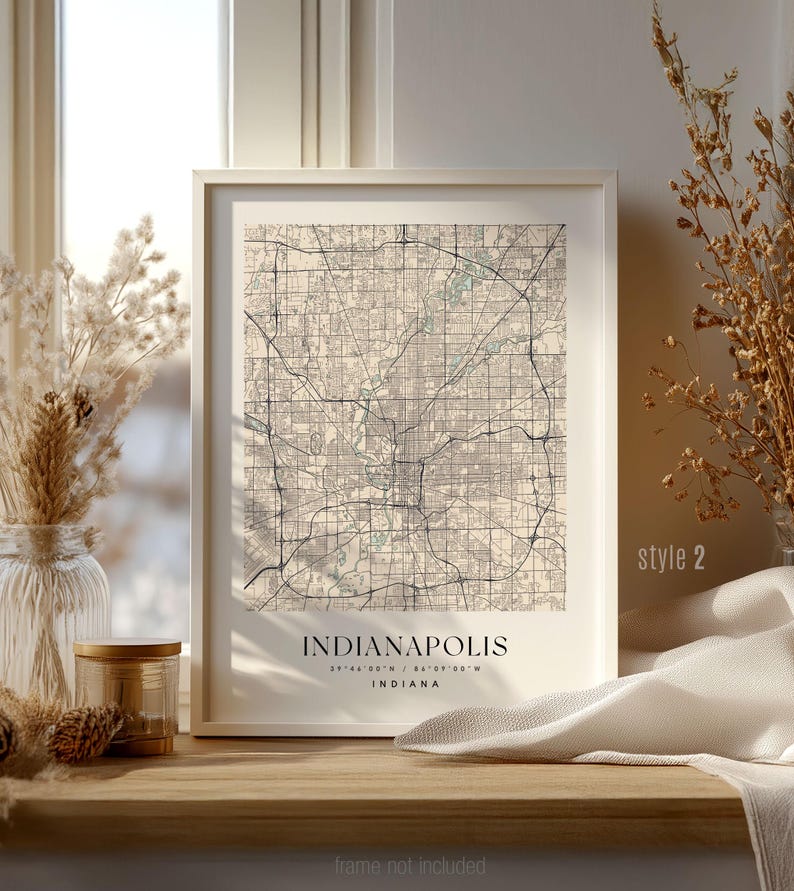 Indianapolis IN Map Art Print - Detailed City Layout