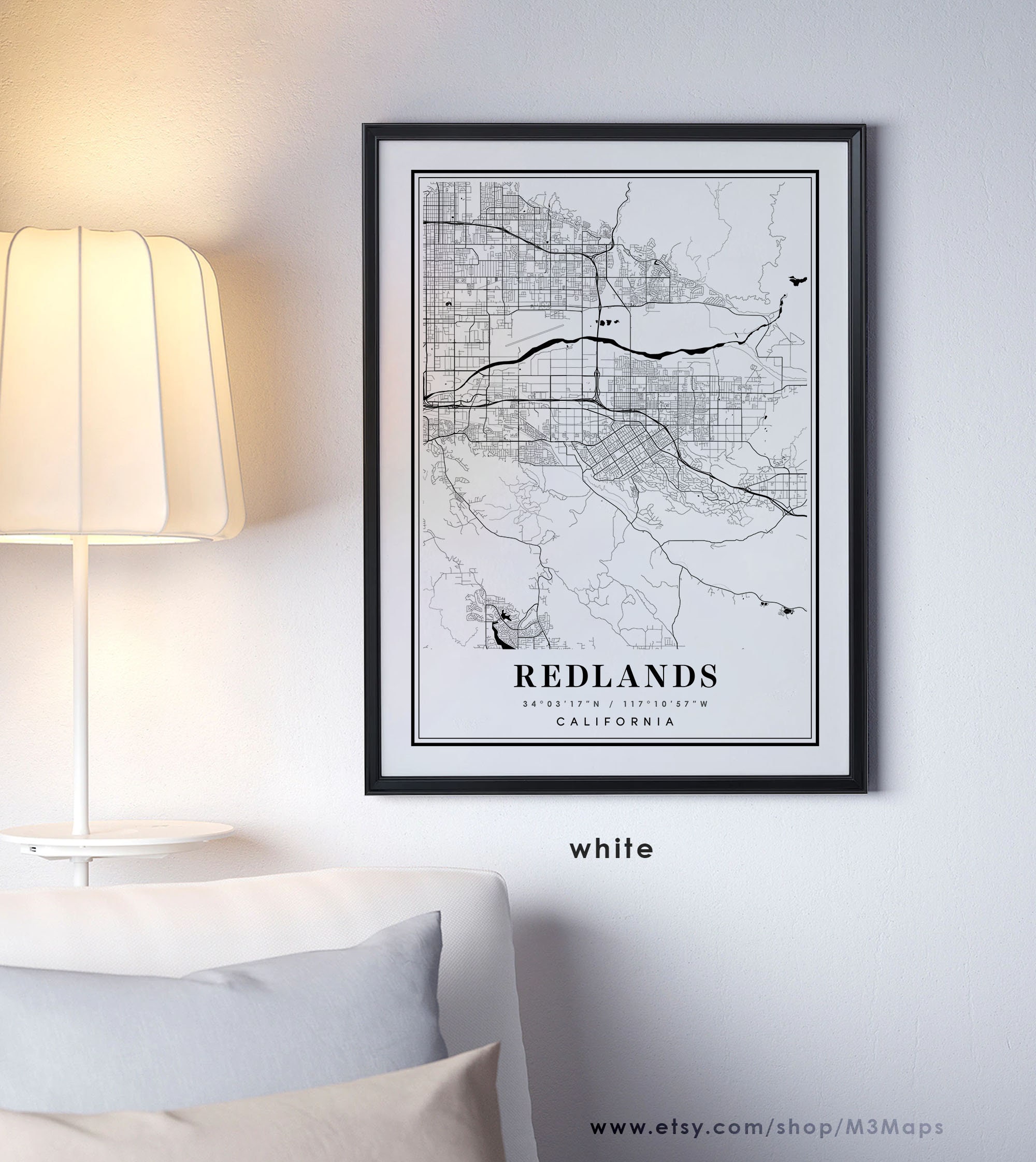 Redlands California Map Redlands CA Map Redlands City Map - Etsy