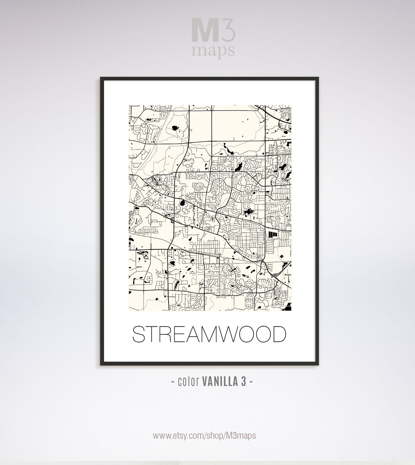 Streamwood Illinois Streamwood IL Map Streamwood Map Etsy