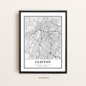 Clifton New Jersey Map, Clifton NJ Map, Clifton City Map, Clifton Print ...