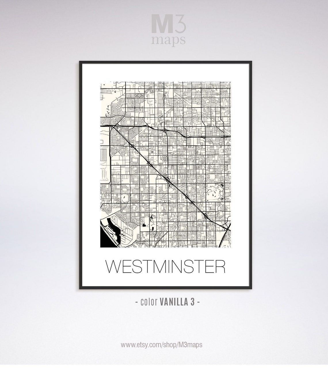 Westminster California Westminster CA Map Westminster Map Etsy