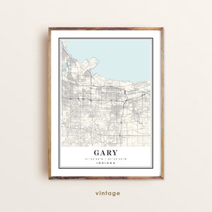 Gary Indiana Map Art Print: Custom City Map