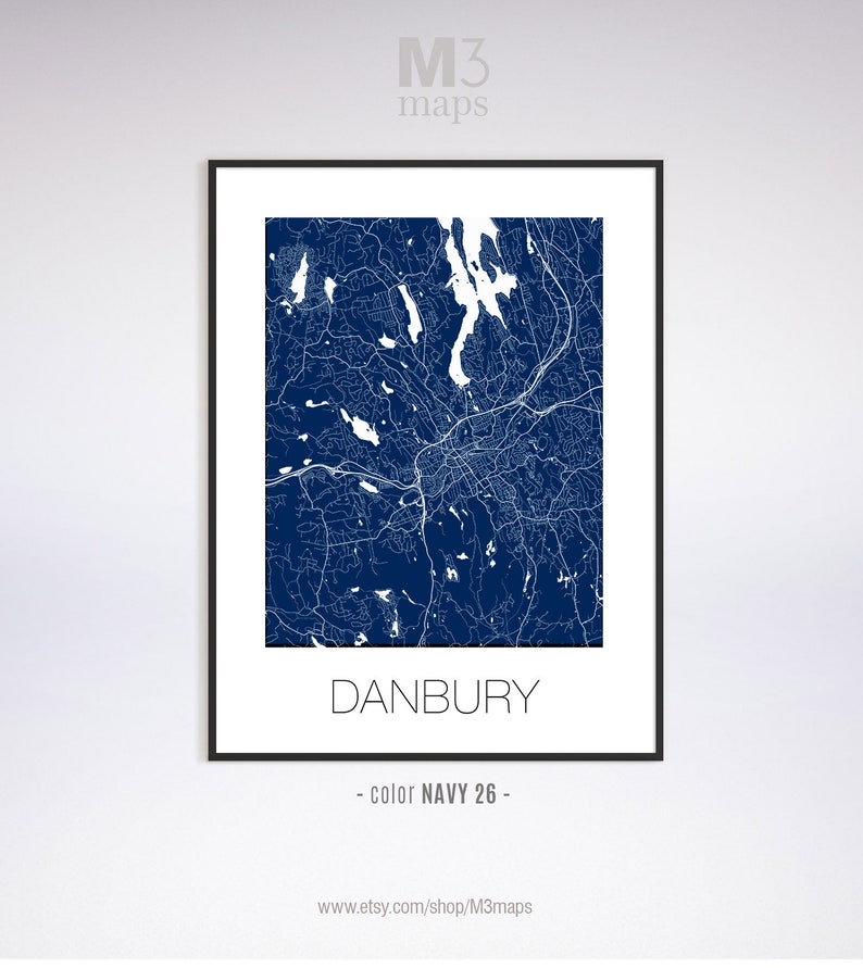 Danbury Connecticut Danbury CT Map Danbury Map Danbury Etsy