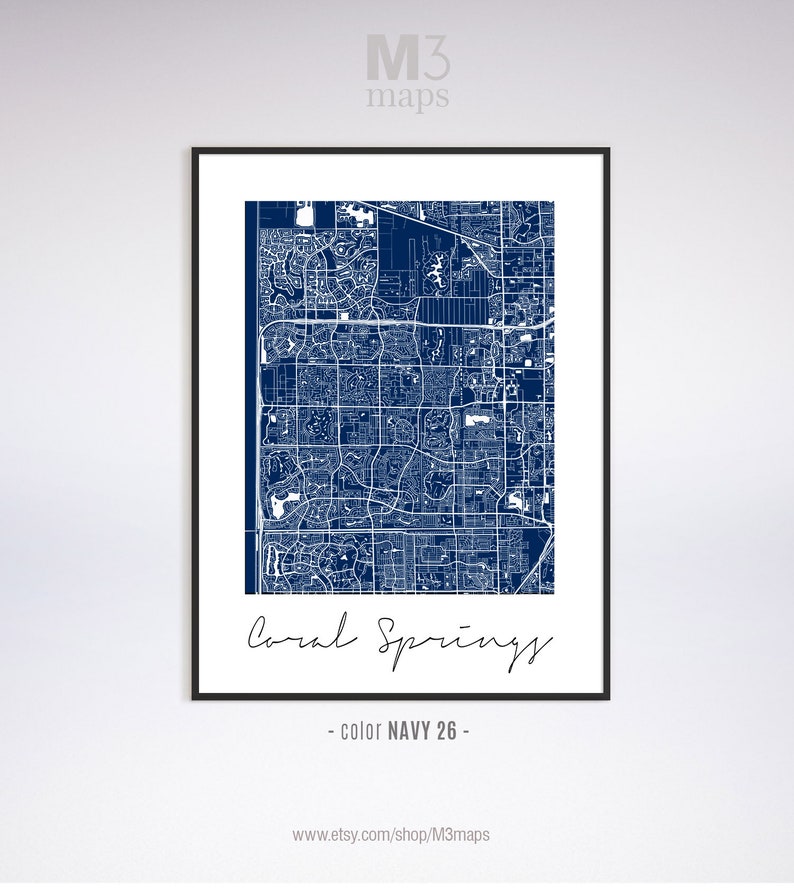 Coral Springs FL Map Coral Springs Map Print Coral Springs Minimalist Coral Springs Map Modern Poster Florida Coral Springs City Map