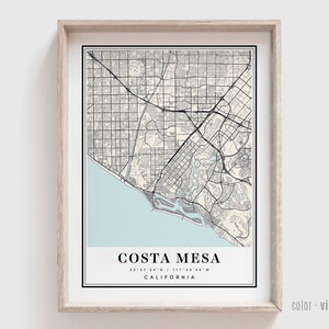Impression de carte de Costa Mesa en Californie - Poster de la ville de Costa Mesa en Californie - Art moderne et contemporain personnalisé