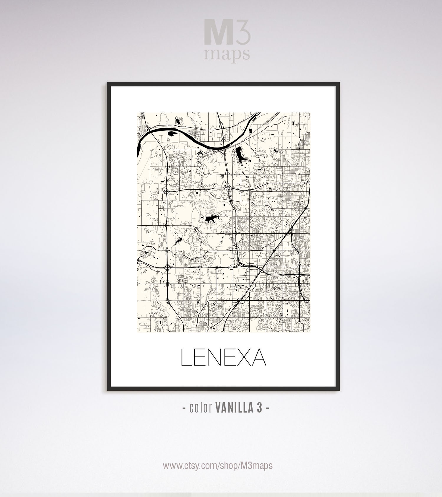 Lenexa Kansas Lenexa KS Map Lenexa Map Lenexa Print Lenexa Etsy