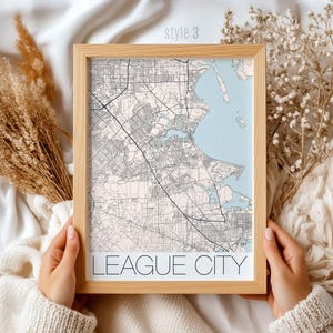 League City Texas Map Gift | Personalized City Print | Unique Home Decor | Custom Wall Art | Perfect Texas Souvenir & Housewarming Present