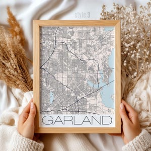 Garland Texas Map Gift | Personalized City Map Art, Unique Home Decor, Texas Wall Print, Customizable Neighborhood Map for Garland TX