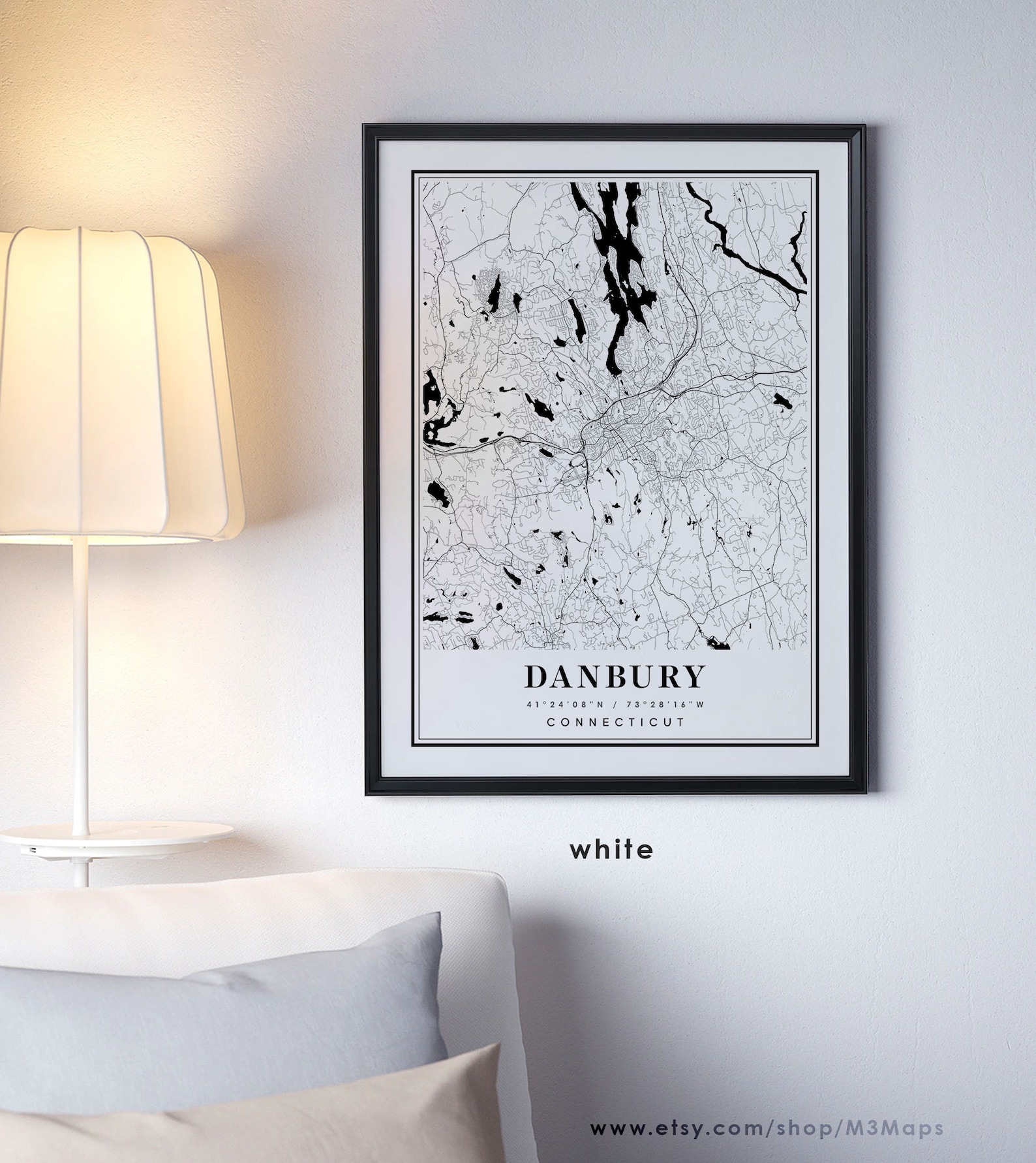 Danbury Connecticut Map Danbury CT Map Danbury City Map - Etsy