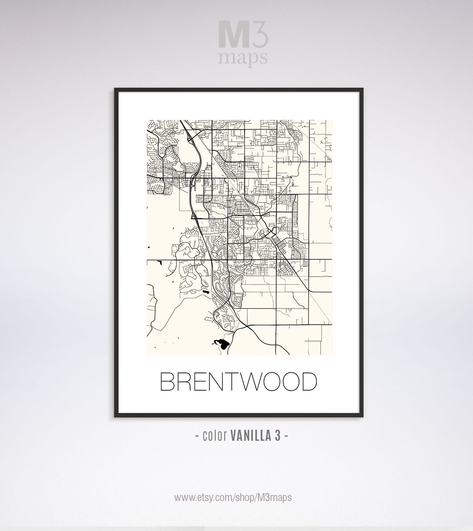 Brentwood California Brentwood CA Map Brentwood Map Etsy