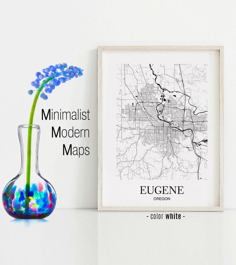 Eugene Eugene OR Map Eugene Modern Art Print Eugene Wall Etsy