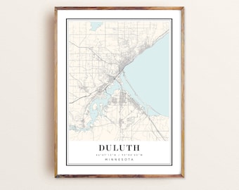 Duluth Minnesota Map Art Print: Custom City Map