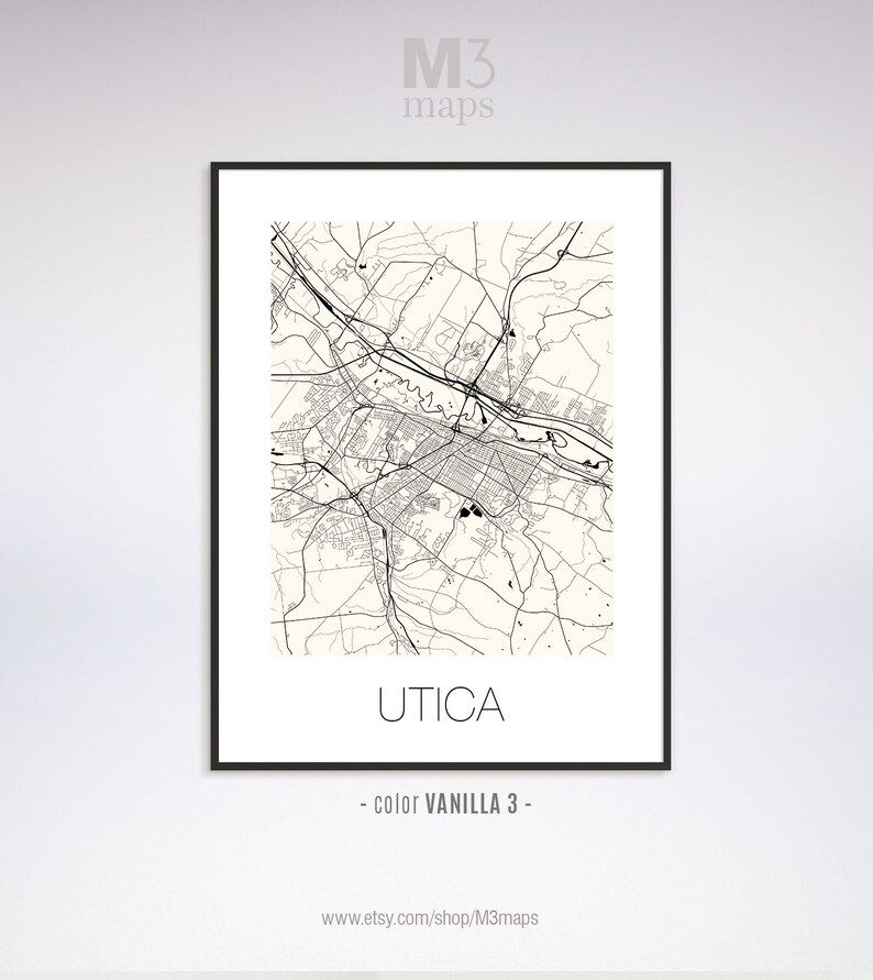 Utica New York Utica NY Map Utica Map Utica Print Utica Etsy