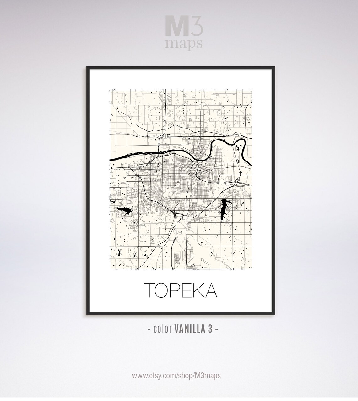 Topeka Kansas Topeka KS Map Topeka Map Topeka Print Topeka Etsy