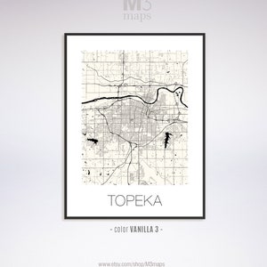 Topeka Kansas Topeka KS Map Topeka Map Topeka Print Topeka | Etsy
