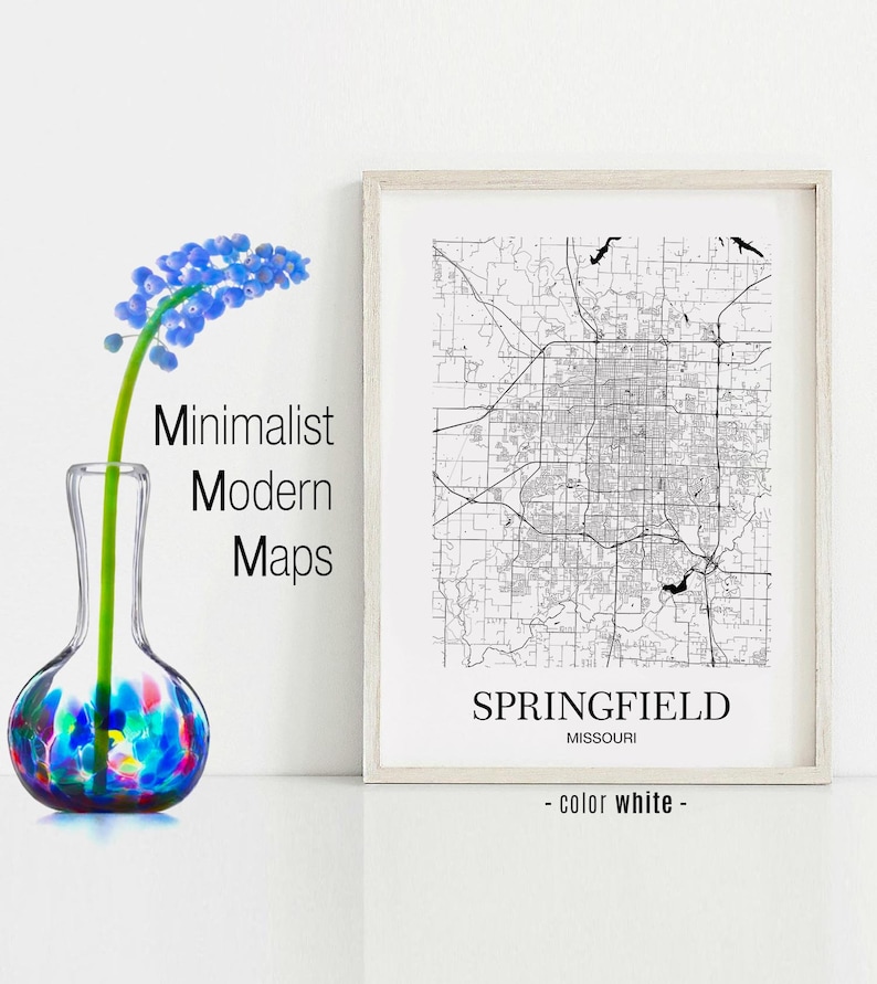 Home Decor art Springfield Springfield MO map Springfield contemporary art Springfield modern art print Springfield Wall Art Map