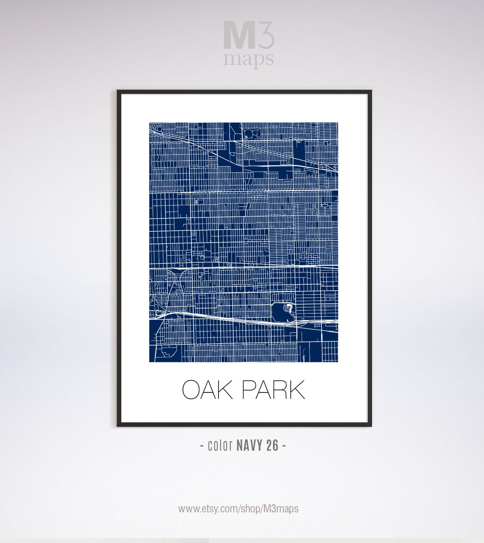 Oak Park Illinois Oak Park IL Map Oak Park Map Oak Park - Etsy