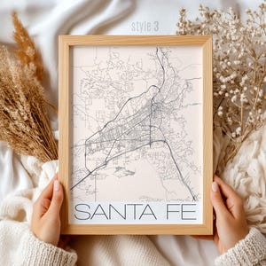Santa Fe New Mexico Map Print | Vintage Style Wall Art, Southwest Decor, Travel Gift, Home Office Decoration