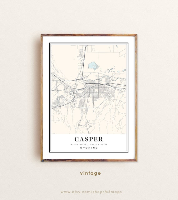 Casper Wyoming Map Casper WY Map Casper City Map Casper - Etsy