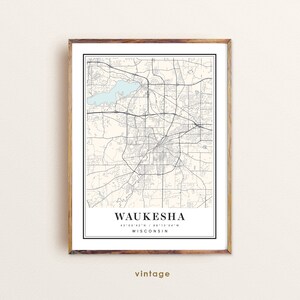 Waukesha Wisconsin Map Art Print: Custom City Map