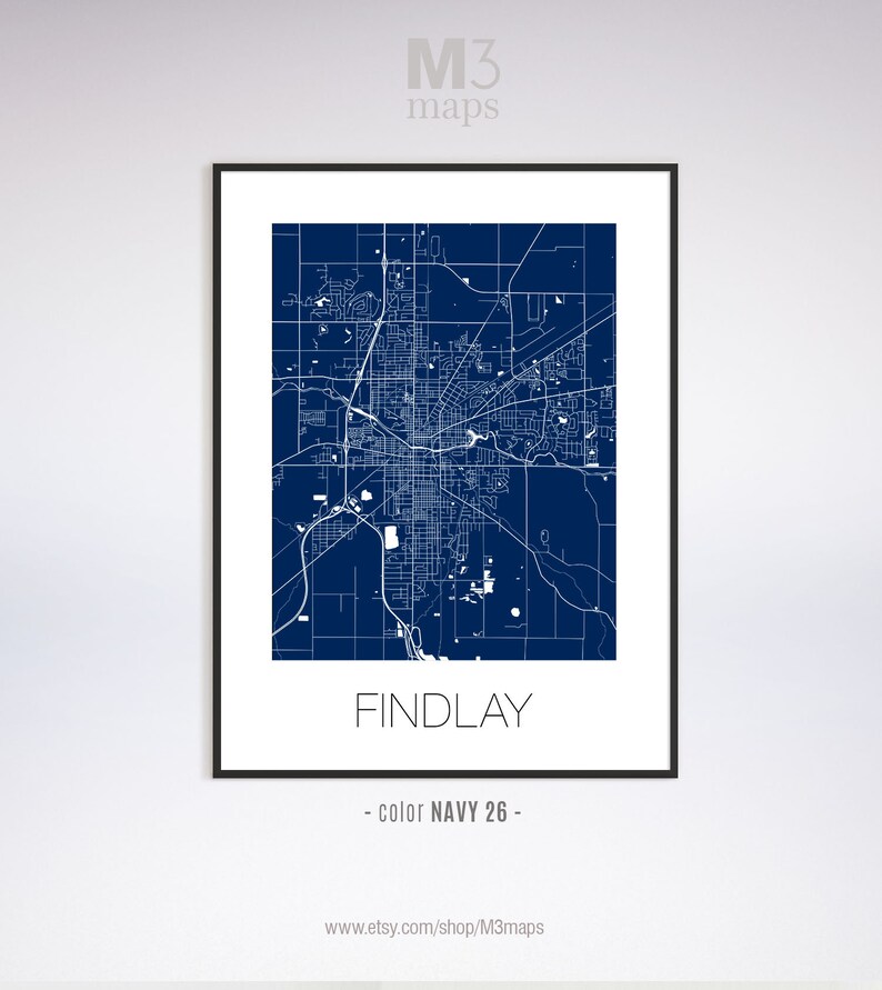 Findlay Ohio Findlay OH Map Findlay Map Findlay Print Etsy