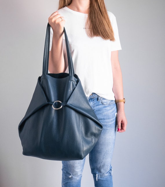 navy shopper bag