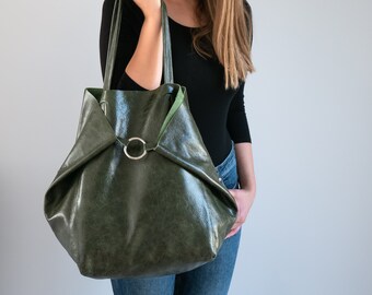 large green handbag