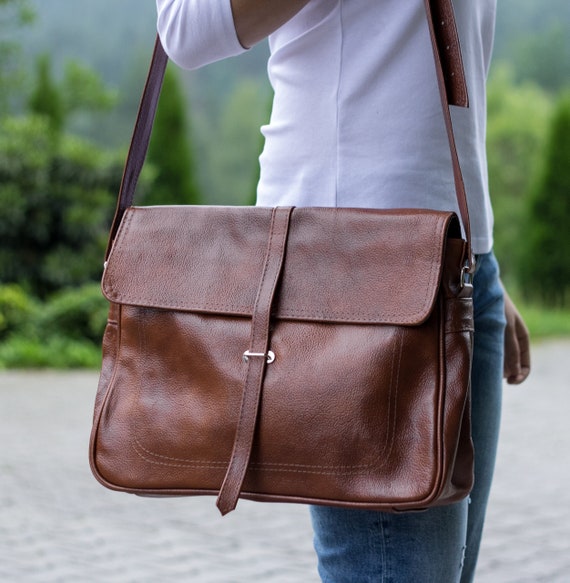 Leather Briefcase Bag Laptop Leather Bag Shoulder Bag | Etsy