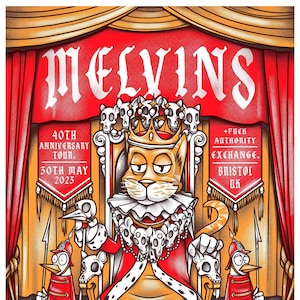 Sepr- Melvins 40th anniversary tour Gig Poster. Exchange, Bristol 30.5.23