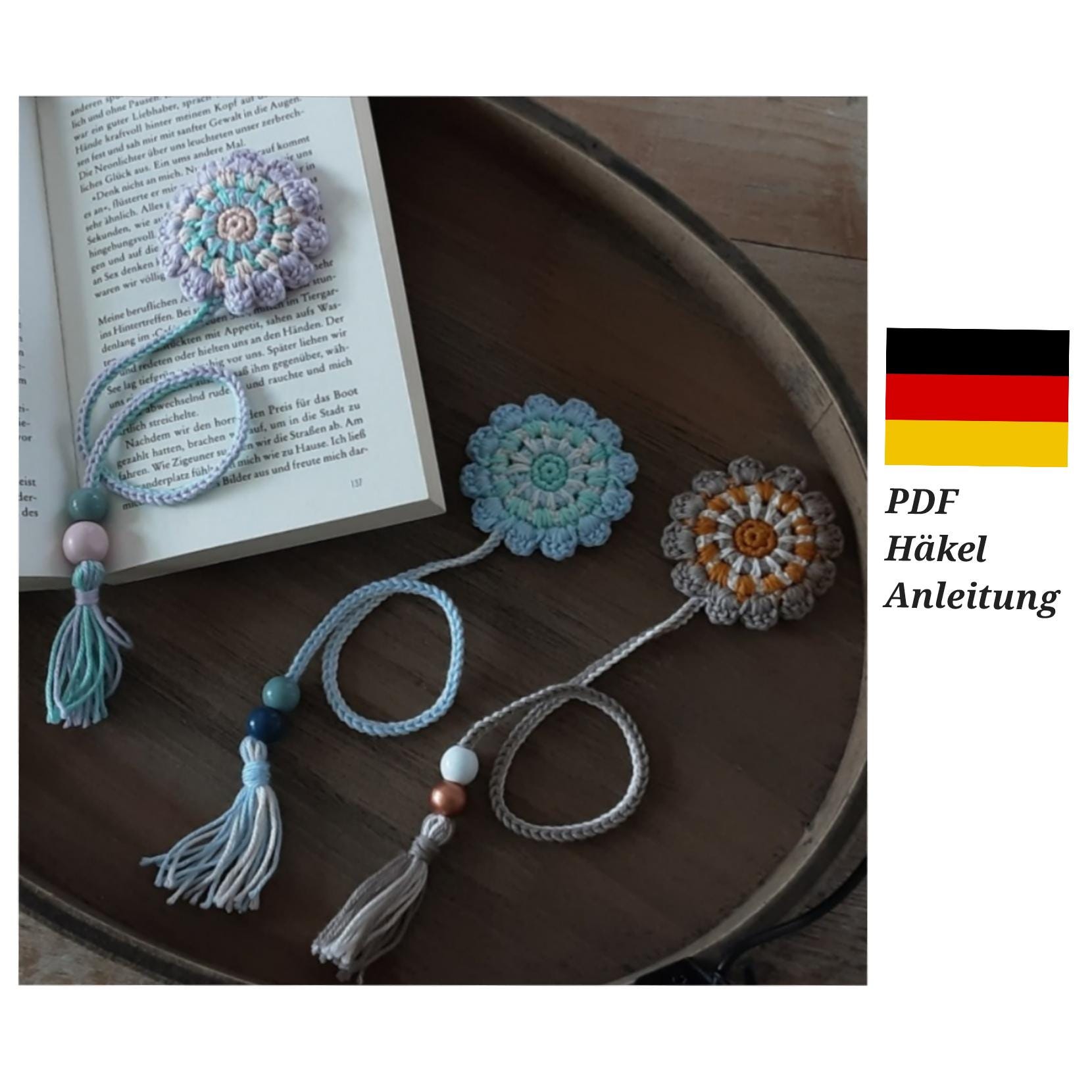 38 Flower Bookmark Crochet Patterns to Add a Handmade Touch to Reading Time 5 instructions German bookmark Mandala crochet instructions