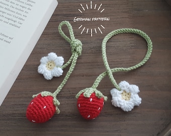 PDF instructions German bookmark strawberry crochet instructions bookmark strawberry bookmark pendant strawberry